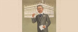 Poster of Harry Gordon Selfridge with store in background