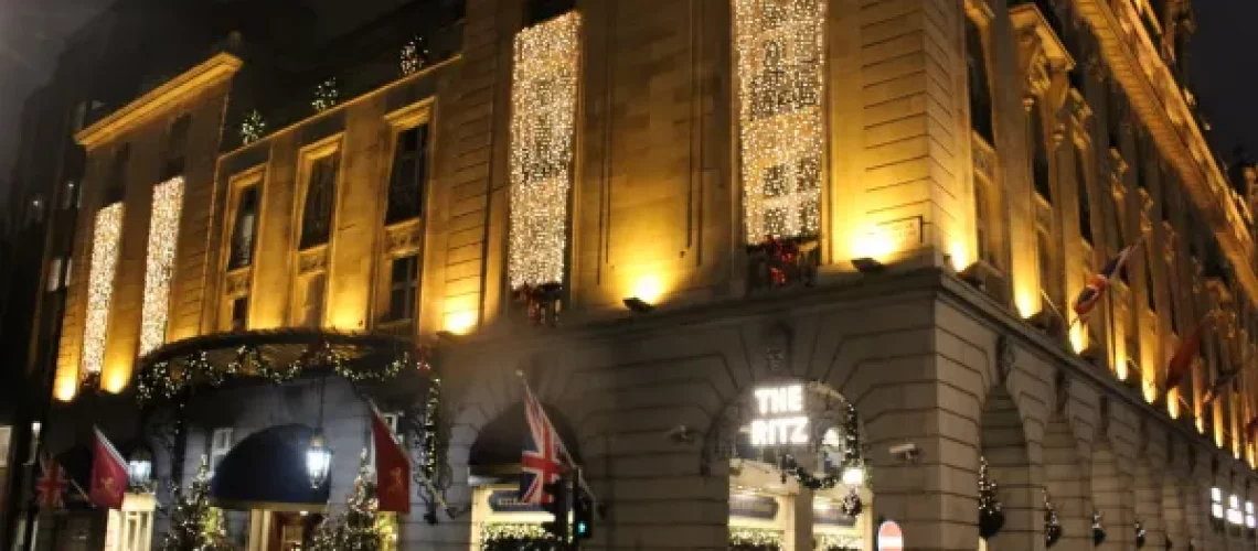 Image of the Ritz Hotel at night